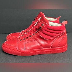 Del Toro Men's Red Handcrafted Leather Boxing High-Top Sneaker 11 MADE IN ITALY